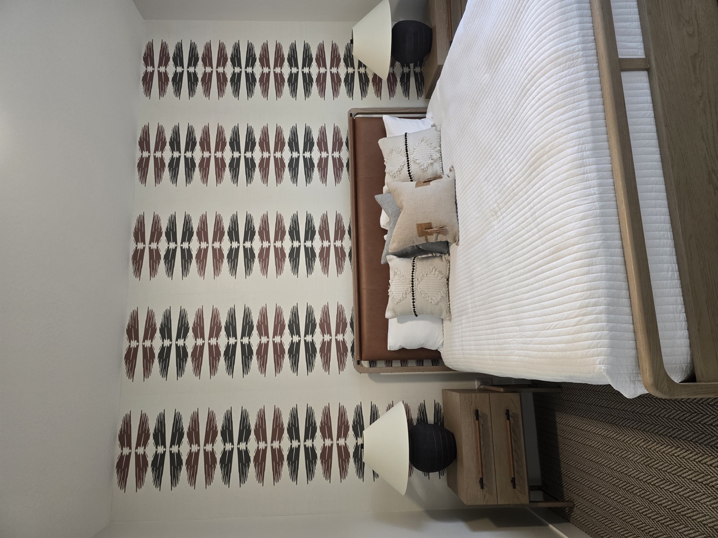 Bedroom patterned wallpaper